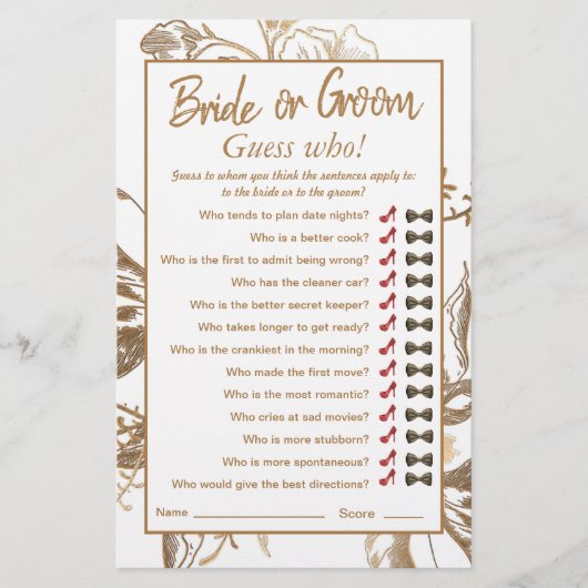 金ゴールド金属バラ配置ブライダルシャワーゲーム (正面)