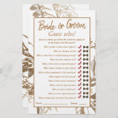 金ゴールド金属バラ配置ブライダルシャワーゲーム (正面/裏面)