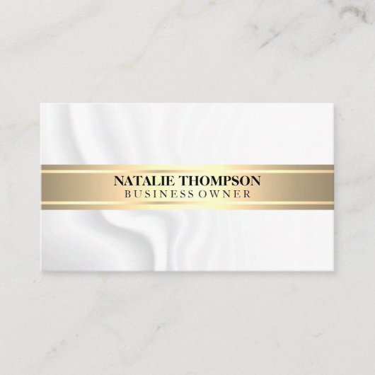 金ゴールド金属バー | 白い絹の呉服屋 名刺 (正面)