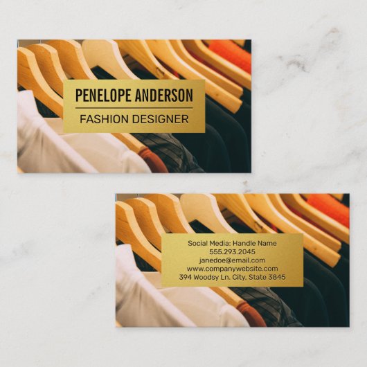 金ゴールド金属パターン |のぶら下がった衣服 名刺 (正面/裏面)