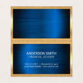 金ゴールド金属フレーム |青い金属の背景 名刺 (外部フラット)