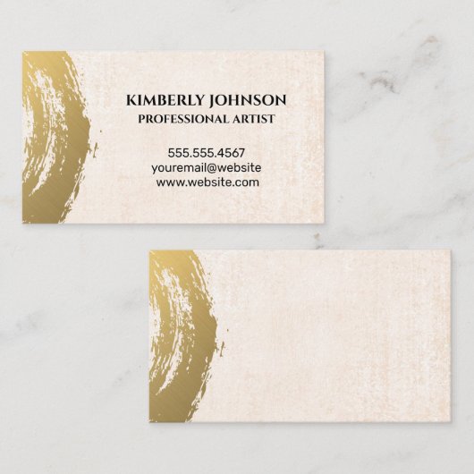 金ゴールド金属ブラシ |テクスチャの背景 名刺 (正面/裏面)
