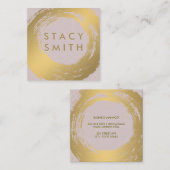 金ゴールド金属ブラシ |バラ金ゴールドポリゴンの背景 スクエア名刺 (正面/裏面)