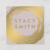 金ゴールド金属ブラシ |バラ金ゴールドポリゴンの背景 スクエア名刺 (正面)