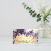 金ゴールド金属ブラシ | パープルマーブル 名刺 (スタンド正面)