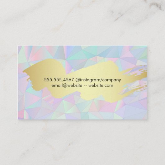 金ゴールド金属ブラシ | 幾何学的ホログラフィック 名刺 (裏面)