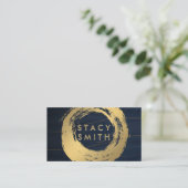 金ゴールド金属ブラシ |抽象芸術背景 名刺 (スタンド正面)