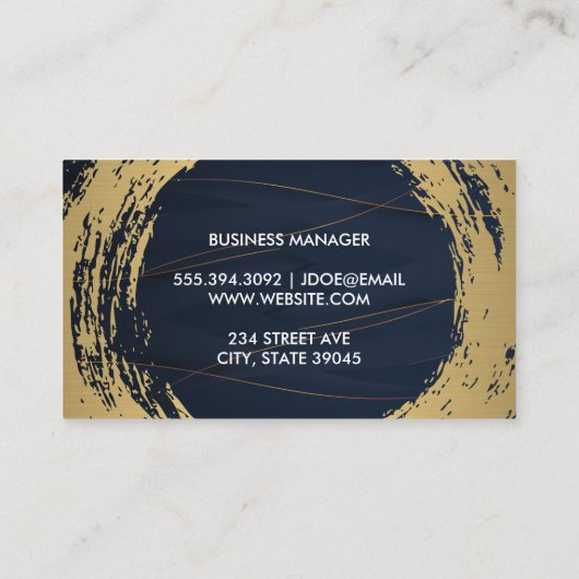 金ゴールド金属ブラシ |抽象芸術背景 名刺 (裏面)