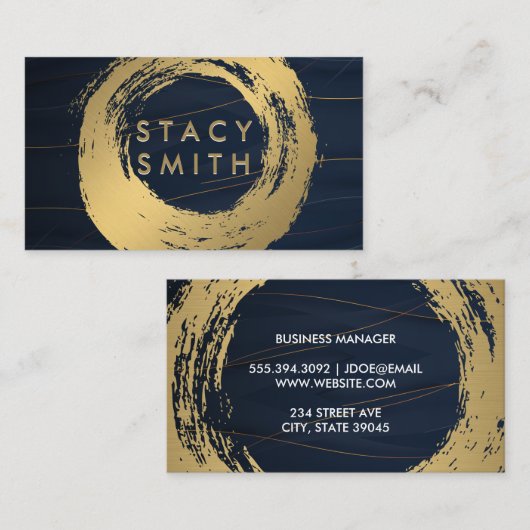 金ゴールド金属ブラシ |抽象芸術背景 名刺 (正面/裏面)