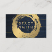 金ゴールド金属ブラシ |抽象芸術背景 名刺 (正面)