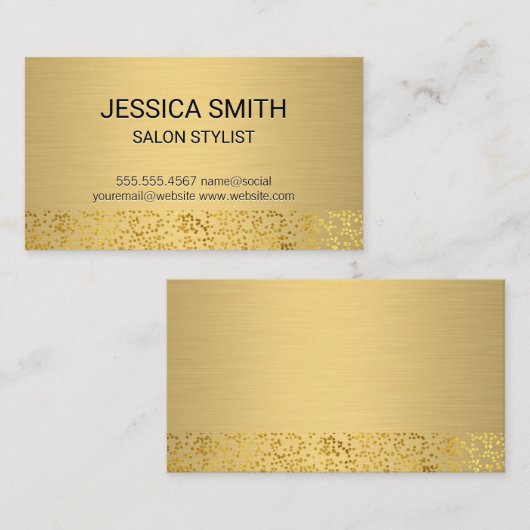 金ゴールド金属ブラシ | 金箔フレーク模様 名刺 (正面/裏面)