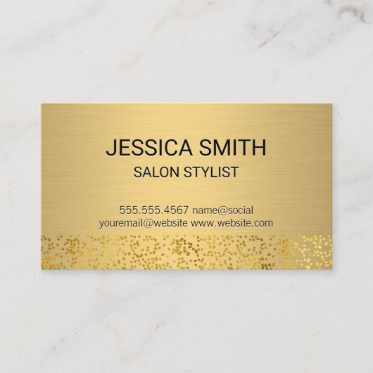 金ゴールド金属ブラシ | 金箔フレーク模様 名刺 (正面)