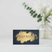 金ゴールド金属ブラシ |青い抽象芸術背景 名刺 (スタンド正面)