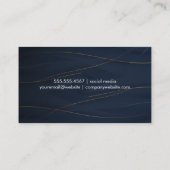 金ゴールド金属ブラシ |青い抽象芸術背景 名刺 (裏面)