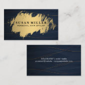 金ゴールド金属ブラシ |青い抽象芸術背景 名刺 (正面/裏面)