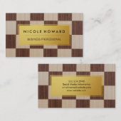 金ゴールド金属プレート | パター市松模様にン 名刺 (正面/裏面)