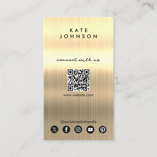 金ゴールド金属モダンソーシャルメディアが我々と接続 名刺 (正面)