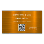 金ゴールド金属モノグラムQRコードミニマルエレガントリスト マグネット名刺 (正面)