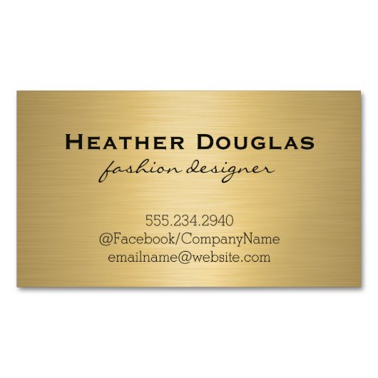 金ゴールド金属ルクス マグネット名刺 (正面)