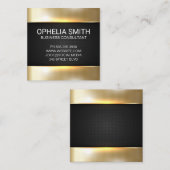 金ゴールド金属光沢 | ミニマル | 有孔メッシュ スクエア名刺 (正面/裏面)