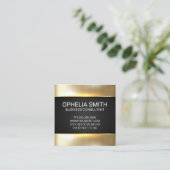 金ゴールド金属光沢 | ミニマル | 有孔メッシュ スクエア名刺 (スタンド正面)