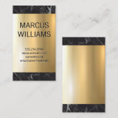 金ゴールド金属光沢 |黒い大理石 名刺 (正面/裏面)
