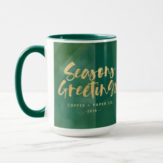 金ゴールド金属季節のごあいさつ 企業の マグカップ (左)