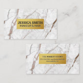金ゴールド金属枠 | ホワイトマーブル 名刺 (正面/裏面)
