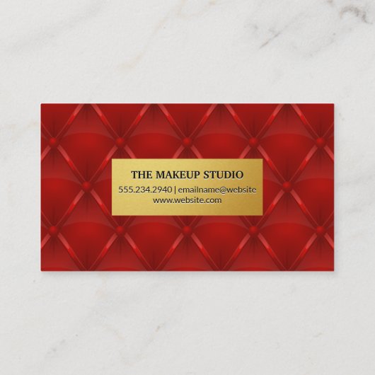 金ゴールド金属枠 |赤い塗りつぶし背景 名刺 (裏面)