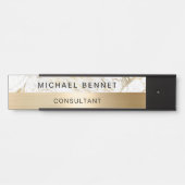 金ゴールド金属白大理石コンサルタントビジネス サインプレート (正面)