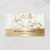 金ゴールド金属白大理石コンサルタントビジネス 名刺 (正面)