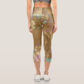 金ゴールド金属箔グリッター芸術的モダングラム カプリレギンス (裏面)