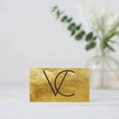 金ゴールド金属箔モダンイニシャル 名刺 (スタンド正面)