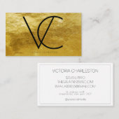 金ゴールド金属箔モダンイニシャル 名刺 (正面/裏面)