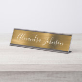 金ゴールド金属箔モダン業エレガント務 デスクネームプレート (正面)