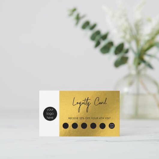 金ゴールド金属箔事業ロゴQRコードロイヤリティ 名刺 (スタンド正面)