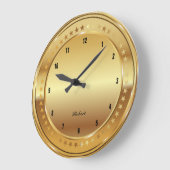 金ゴールド金属組織円と星 ラージ壁時計 (傾斜)