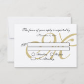金ゴールド金属結婚RSVPのカード 出欠カード (裏面)