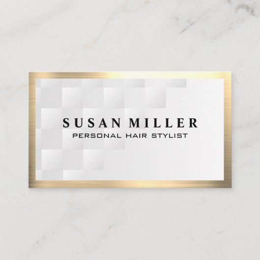 金ゴールド金属縁ど |幾何学模様（白） 名刺 (正面)