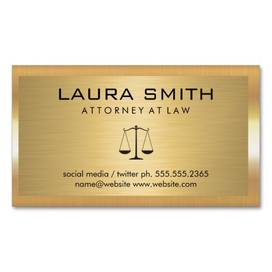 金ゴールド金属縁ど |金属ブラシ金ゴールド マグネット名刺 (正面)