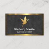 金ゴールド金属縁ど |黒いテクスチャの背景 名刺 (正面)