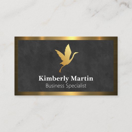 金ゴールド金属縁ど |黒いテクスチャの背景 名刺 (正面)
