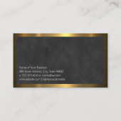 金ゴールド金属縁ど |黒いテクスチャの背景 名刺 (裏面)