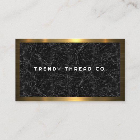 金ゴールド金属縁ど |黒い大理石 名刺 (正面)
