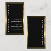 金ゴールド金属縁ど |黒の背景 名刺 (正面/裏面)