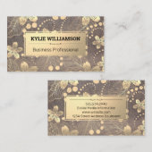 金ゴールド金属花葉模様 名刺 (正面/裏面)