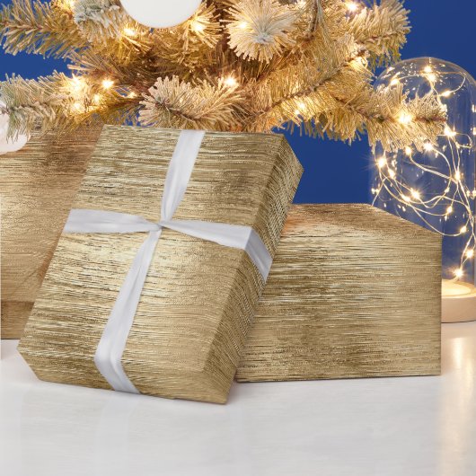 金ゴールド金属質素朴きらめく スタイリッシュ ラッピングペーパー (クリスマス)