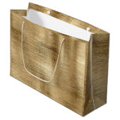 金ゴールド金属質素朴きらめく スタイリッシュ ラージペーパーバッグ (正面アングル)