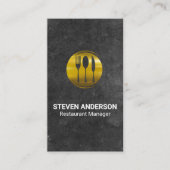 金ゴールド金属銀器 |石板背景 名刺 (正面)