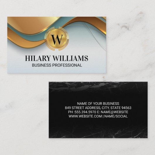 金ゴールド金属離れ | 黄金の波 名刺 (正面/裏面)